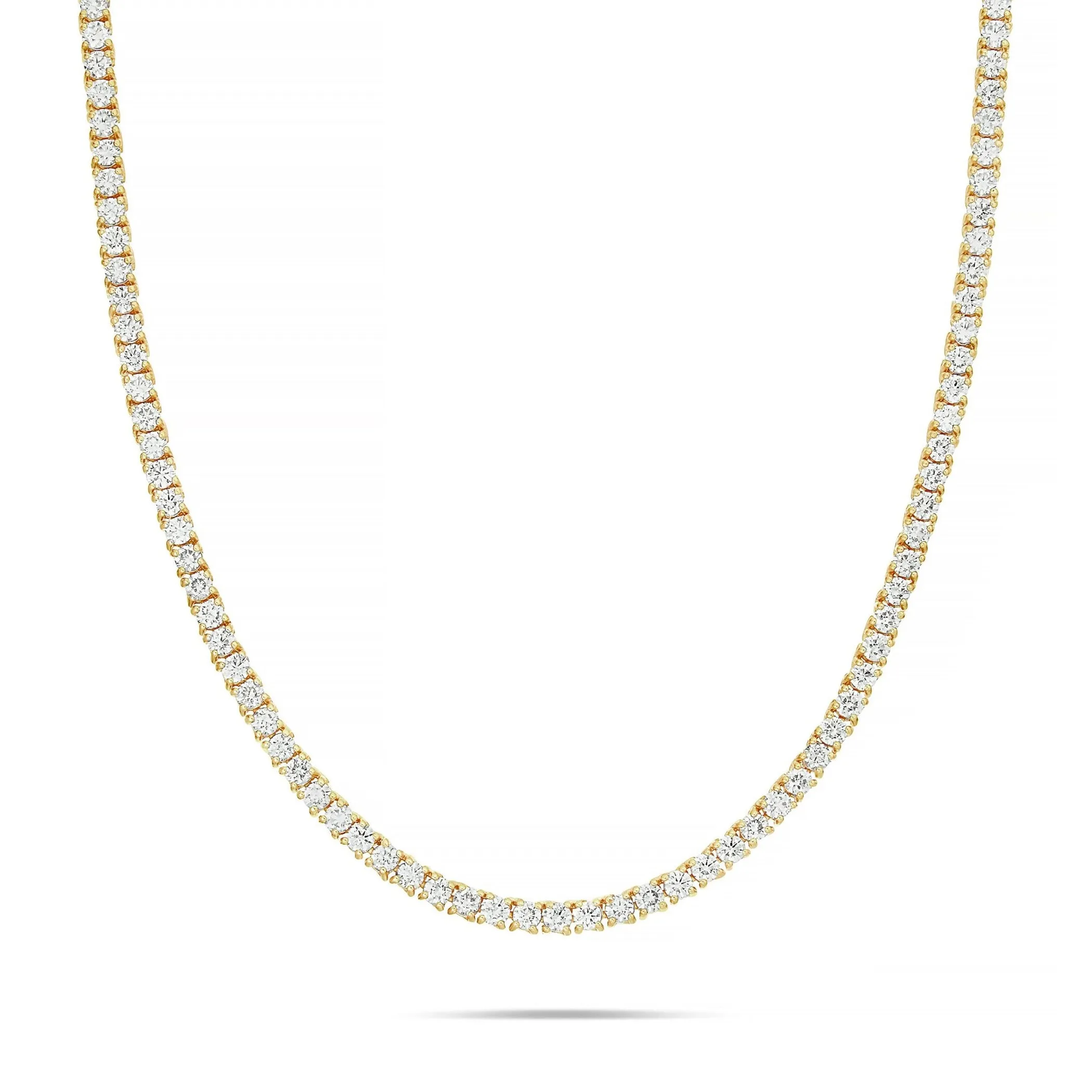 10K Gold 18.9ctw 4-Prong 3mm Diamond Tennis Chain