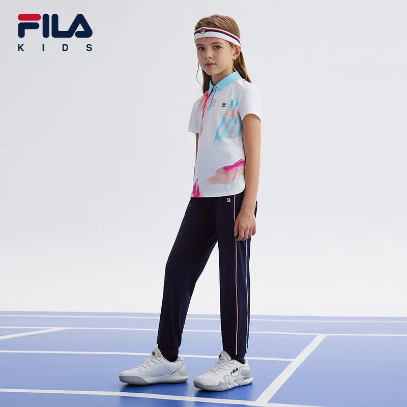 (130-165cm) FILA KIDS ART IN SPORTS PERFORMANCE TENNIS Girl's Knit Pants in Navy