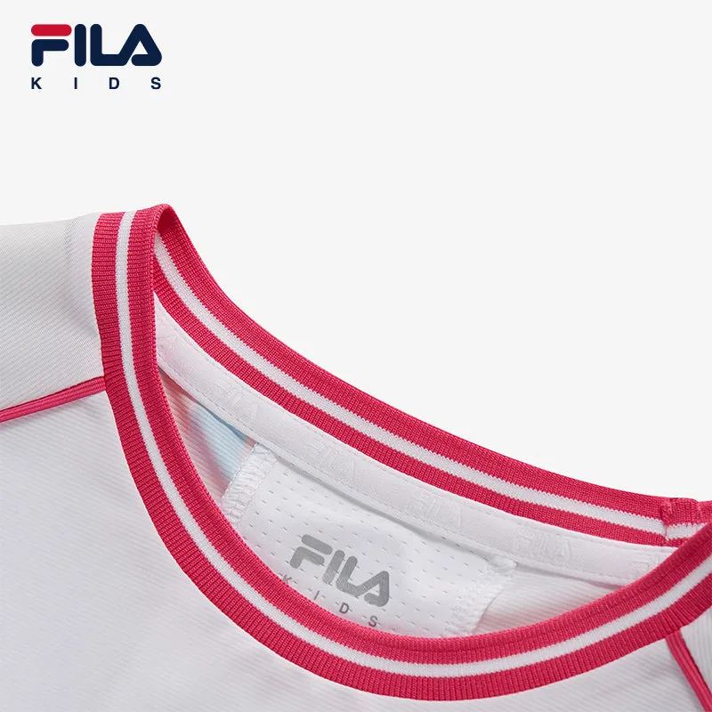 (140-165cm) FILA KIDS ART IN SPORTS PERFORMANCE TENNIS Girl's Short Sleeve T-shirt in Full Print