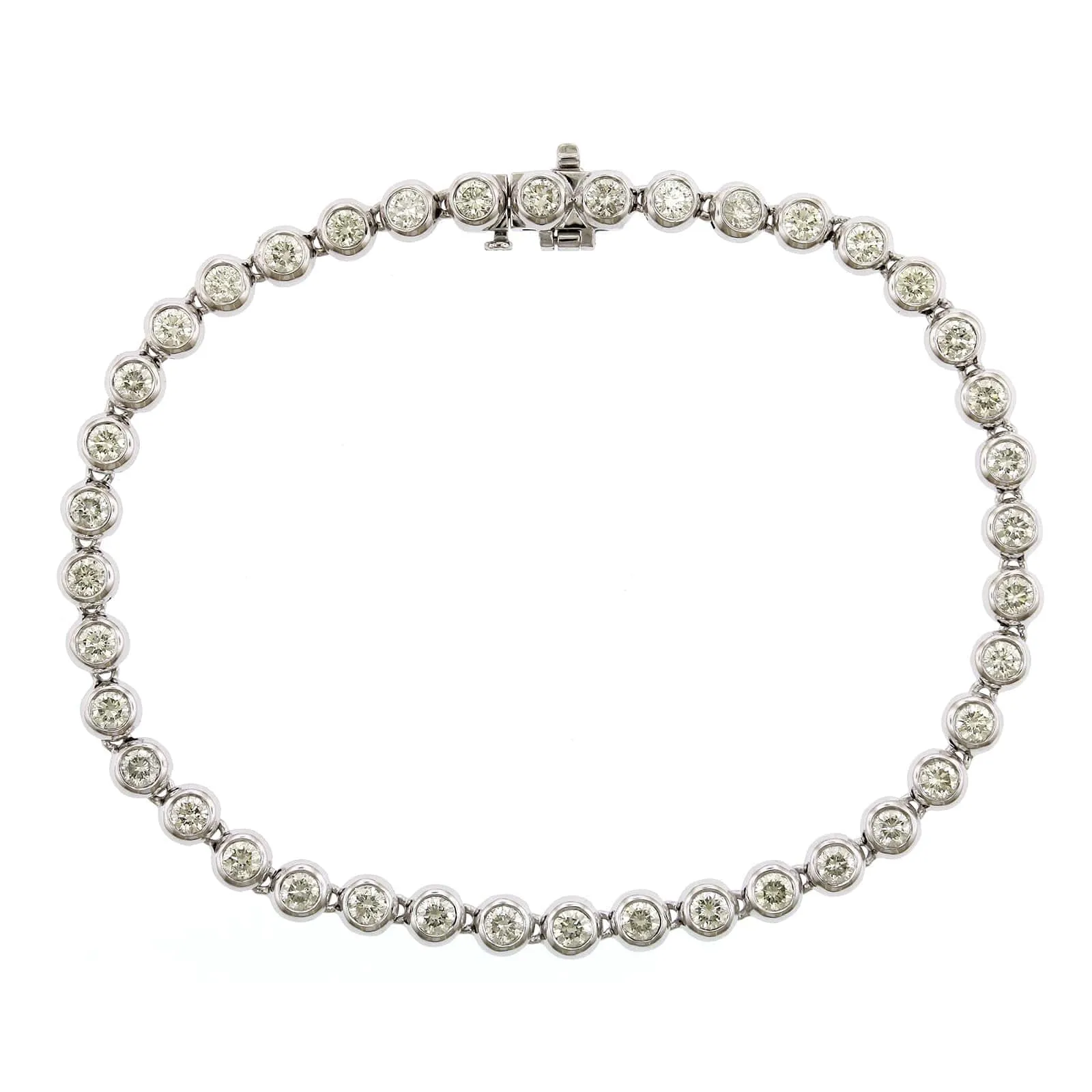 14K White Gold Bezel Set Diamond Tennis Bracelet