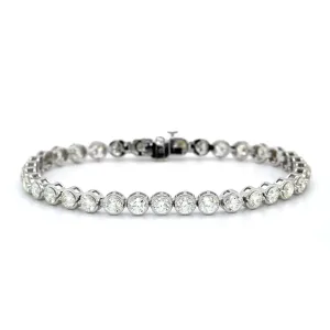 14K White Gold Bezel Set Diamond Tennis Bracelet