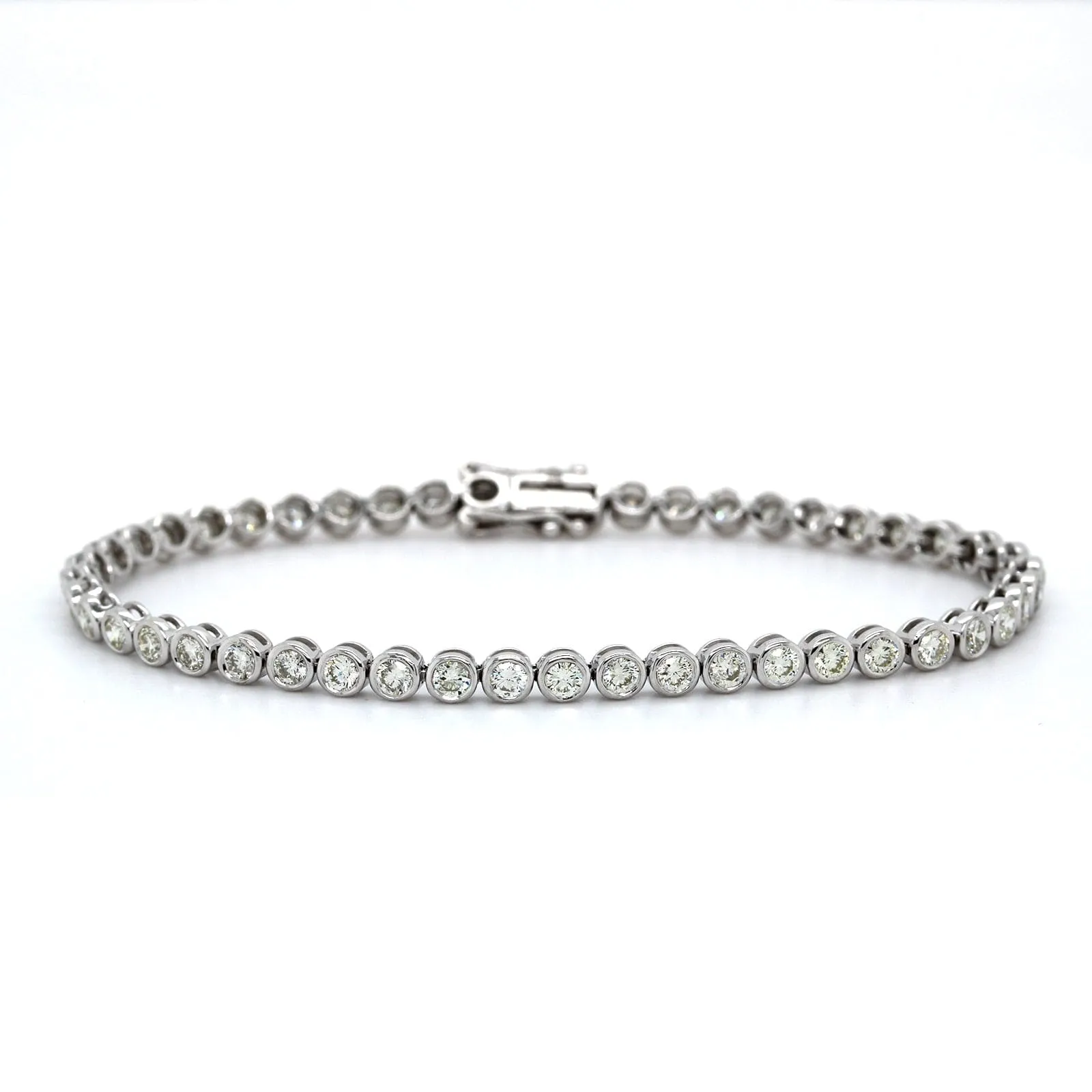 14K White Gold Bezel Set Diamond Tennis Bracelet