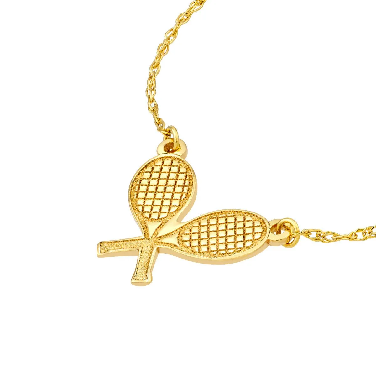 14K Yellow Gold So You Tennis Rackets Necklace