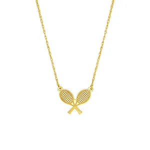 14K Yellow Gold So You Tennis Rackets Necklace