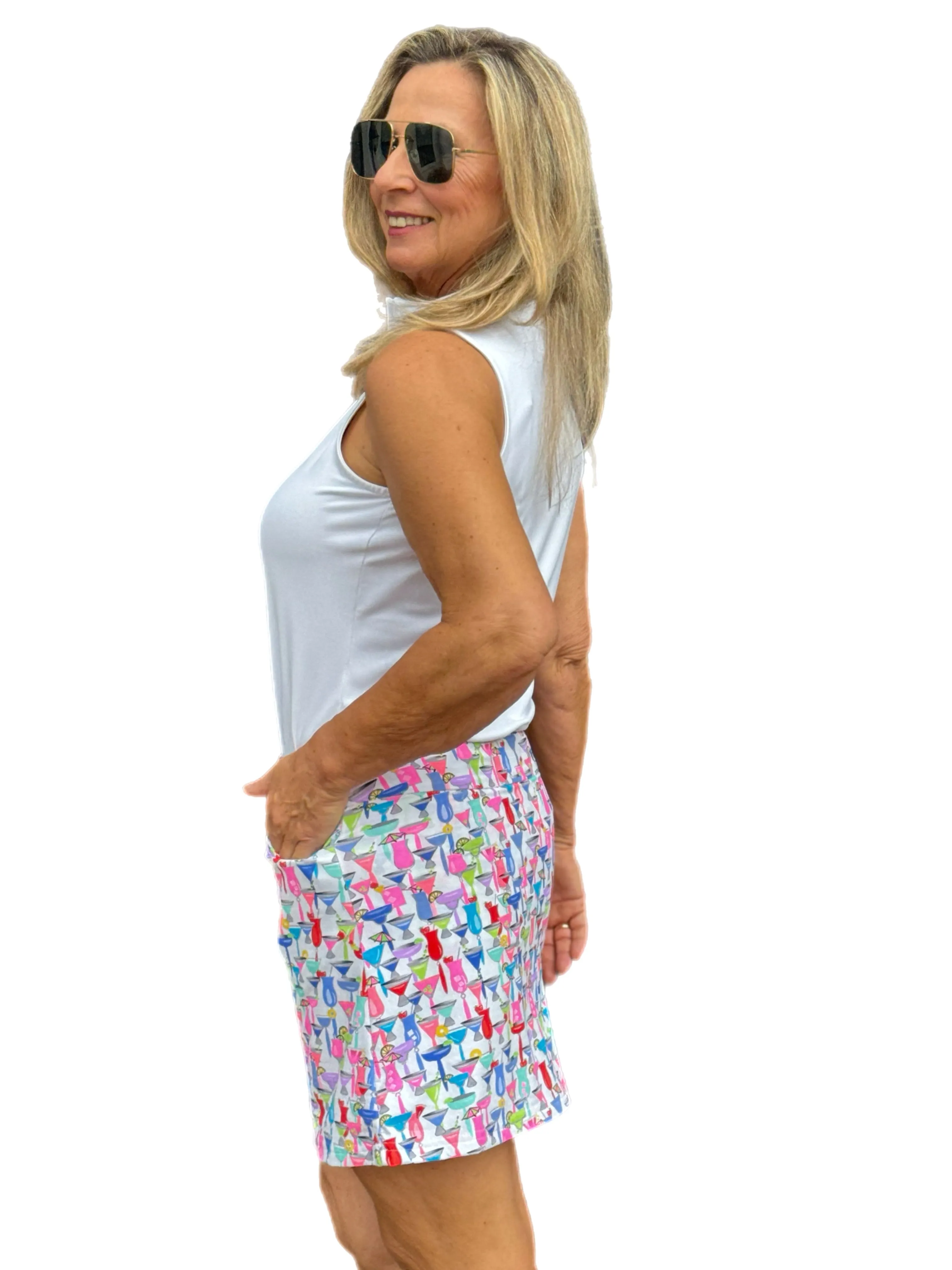 15" Pull-On Fun Skort with UPF50  Cocktail White