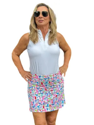 15" Pull-On Fun Skort with UPF50  Cocktail White