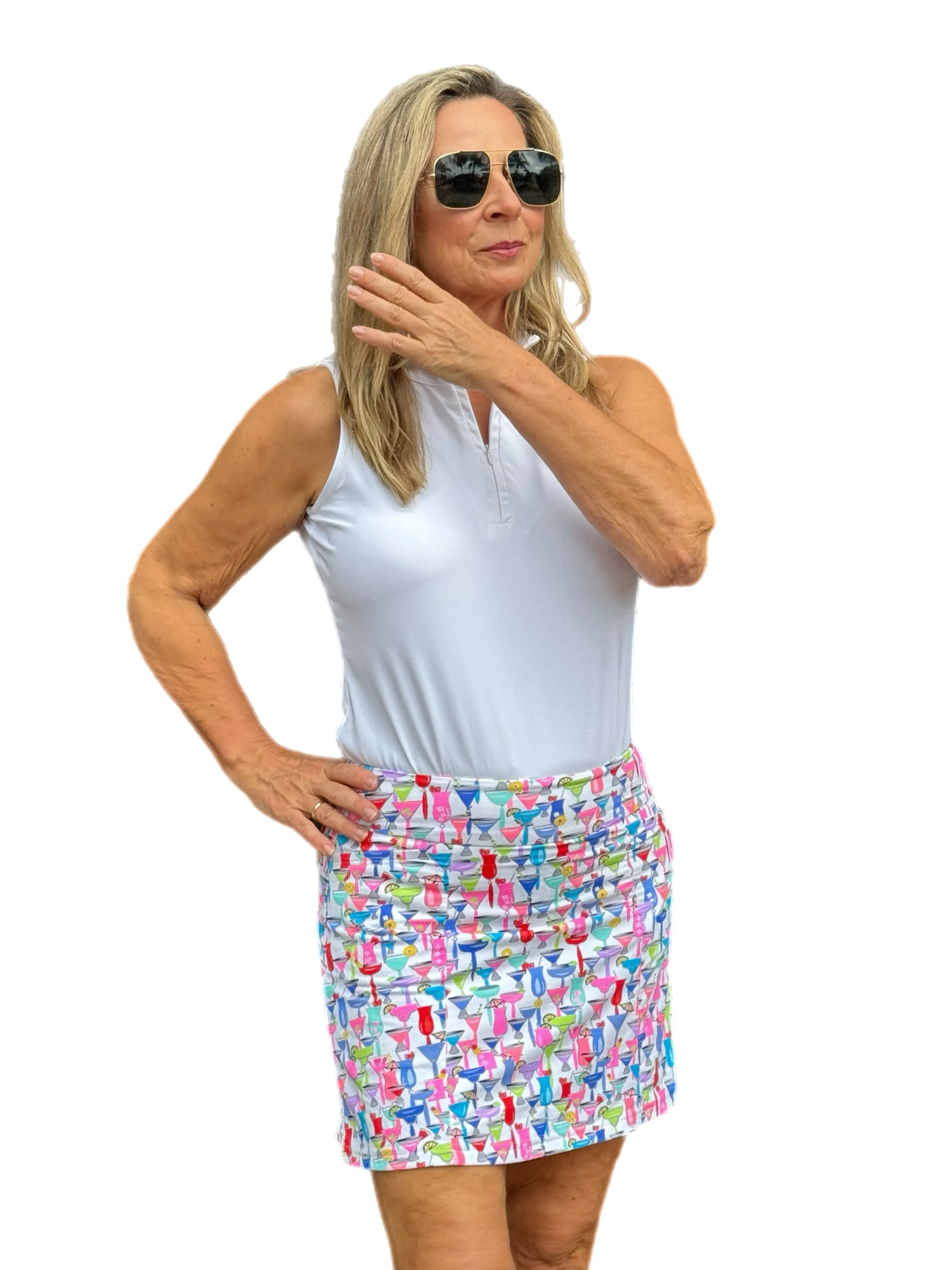 15" Pull-On Fun Skort with UPF50  Cocktail White