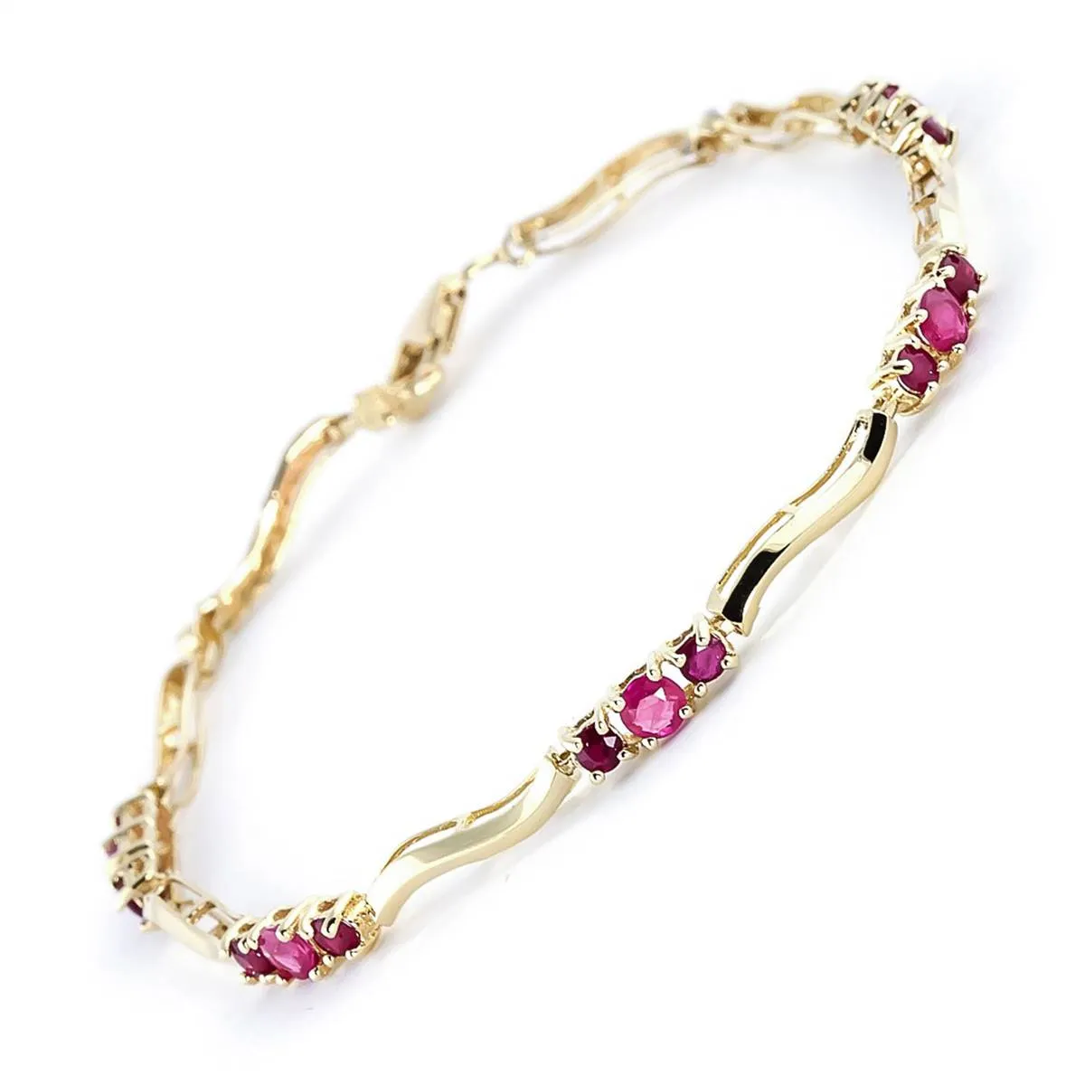 1.76 Carat 14K Solid Yellow Gold Dance The Foxtrot Ruby Diamond Bracelet