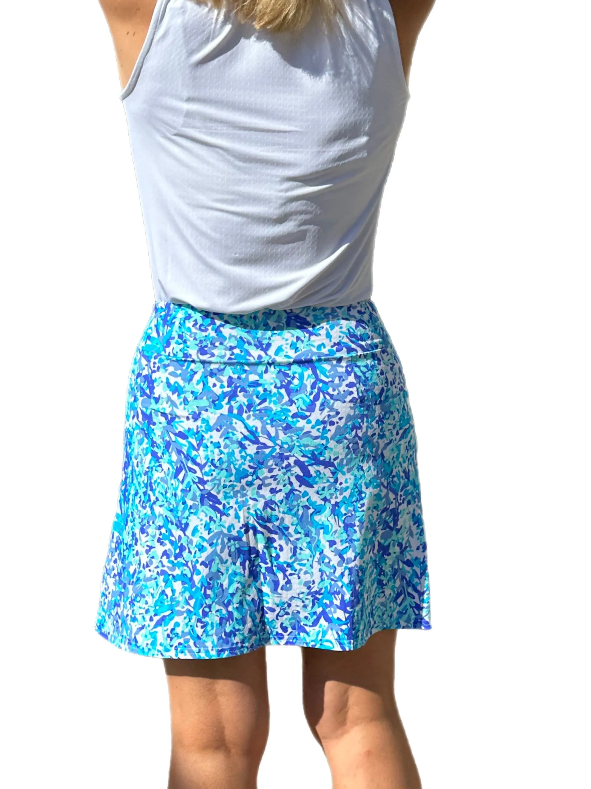 17" Pull-on Skort with UPF50  Abstract Blues