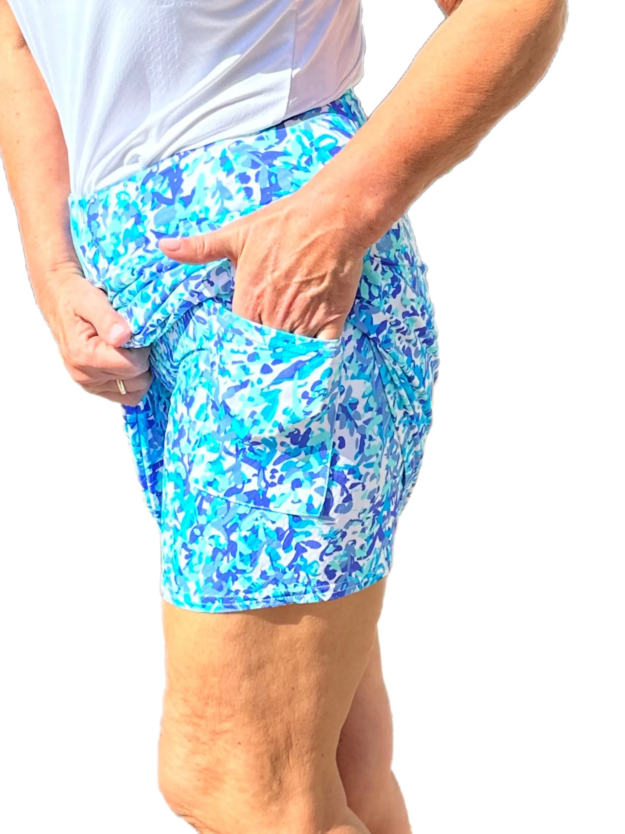 17" Pull-on Skort with UPF50  Abstract Blues