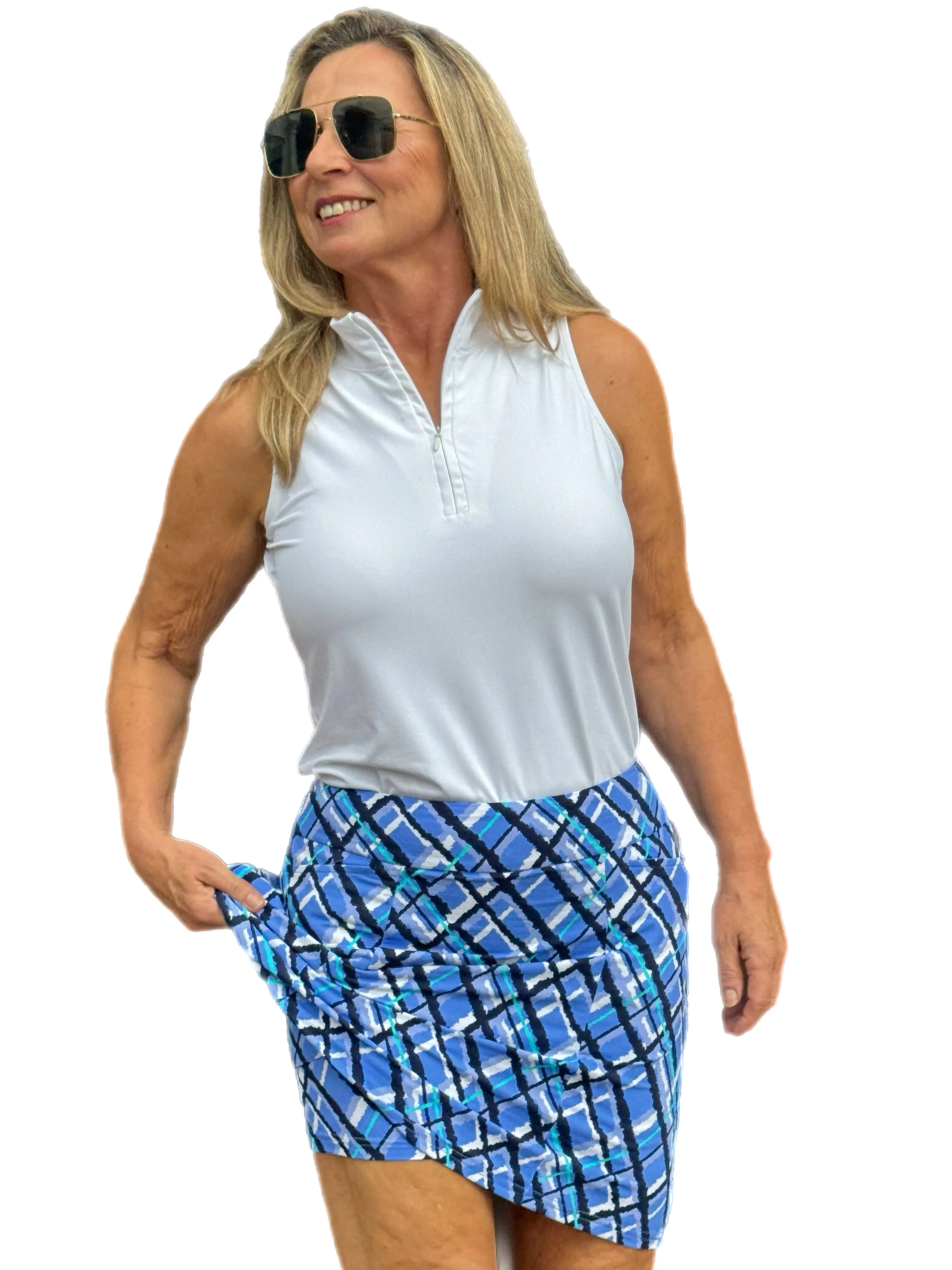 17" Pull-on Skort with UPF50  Peri Check