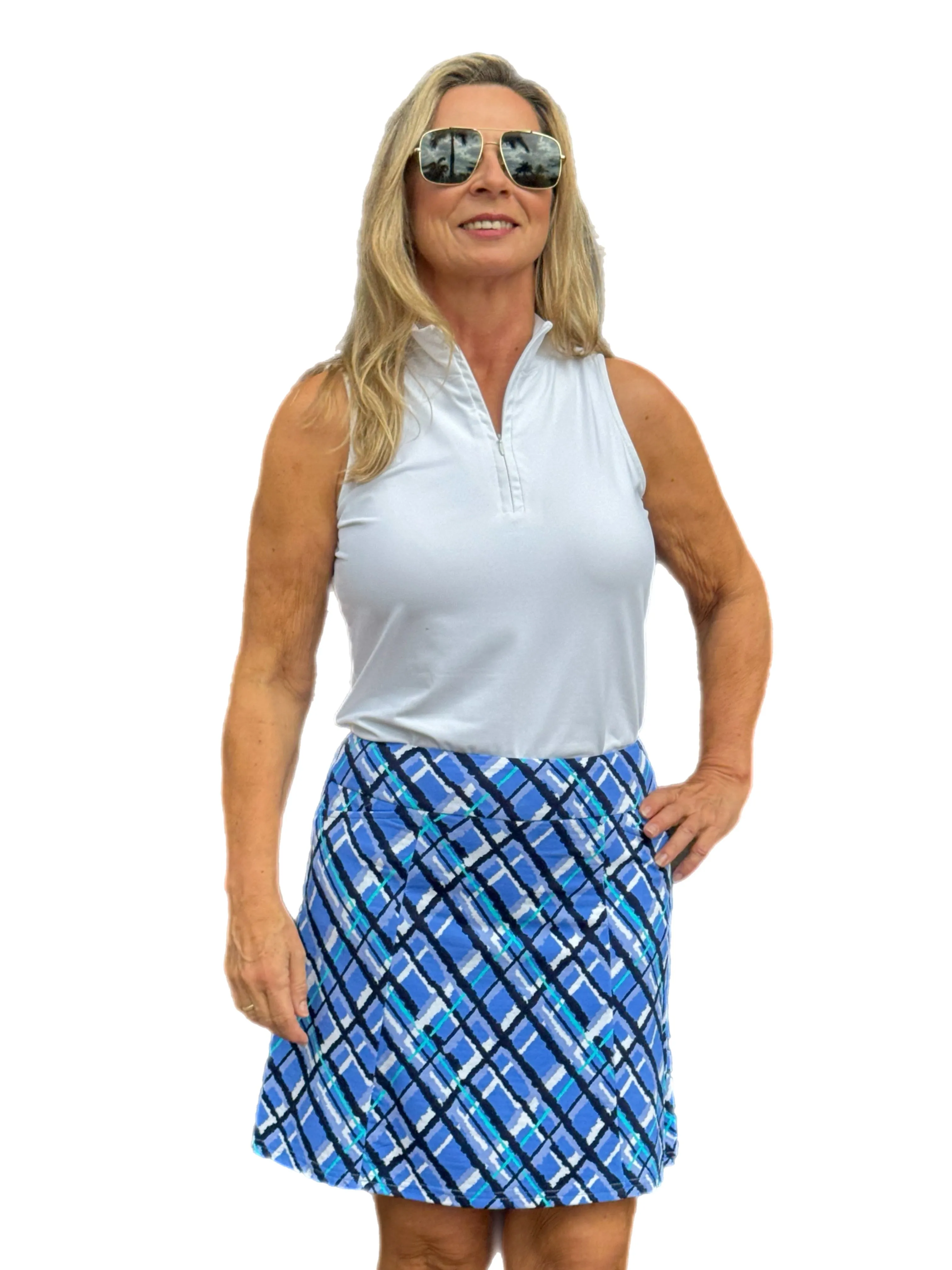 17" Pull-on Skort with UPF50  Peri Check