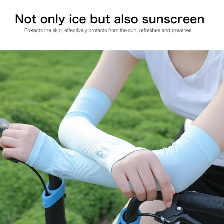 2 Pairs Long Ice Silk Sunscreen Sleeves Cycling Driving Outdoor UV Arm Oversleeve,  Length: 38cm(White)