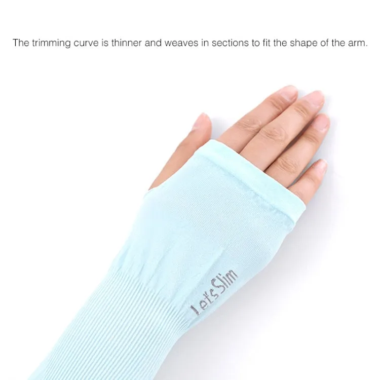 2 Pairs Long Ice Silk Sunscreen Sleeves Cycling Driving Outdoor UV Arm Oversleeve,  Length: 38cm(White)