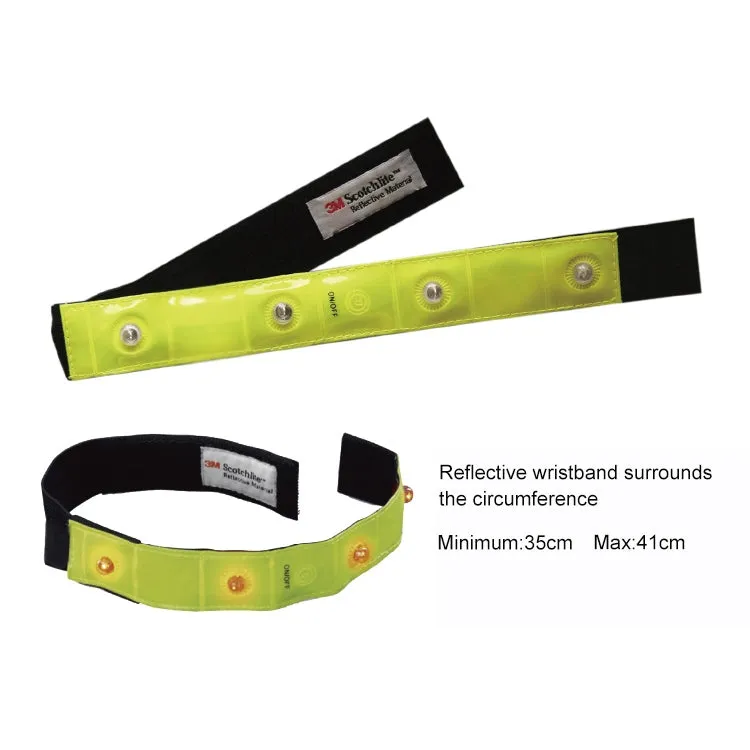 2 PCS 4 LED Lights Safety Run Reflective Arm / Leg Bands(Yellow)