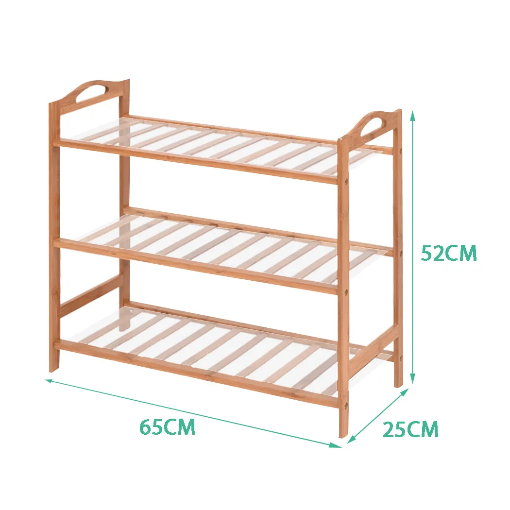 2x Levede 3 Tier Bamboo Shoe Rack Shoes Organizer Storage Shelves Stand Shelf