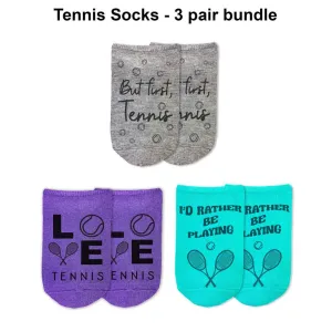 3 Pair Pack Tennis Gift Socks for Women: Fun Tennis Gift for Her