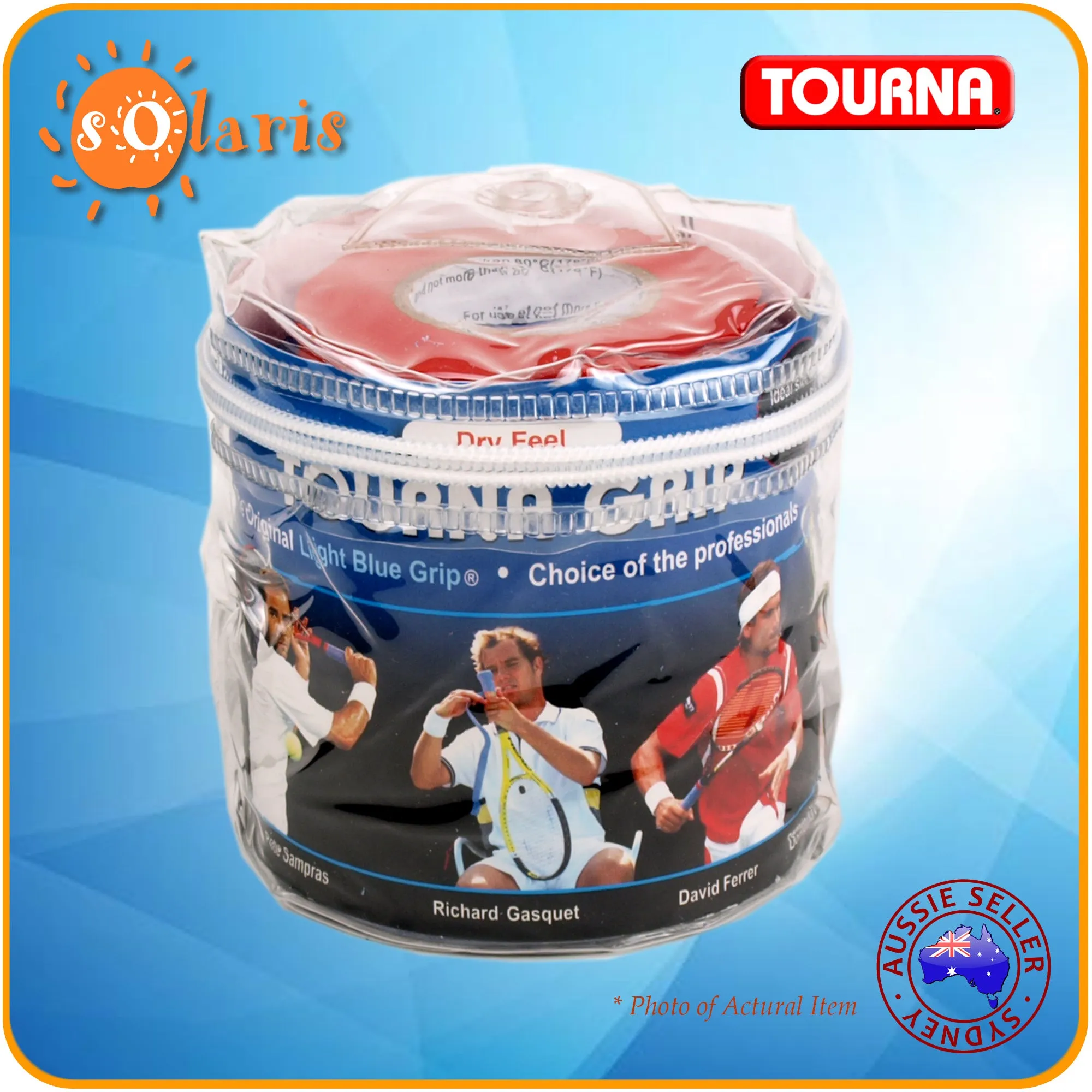 30x TOURNA Grips in Travel Pouch Original Sized Dry-Feel Tennis Racquet Overgrips