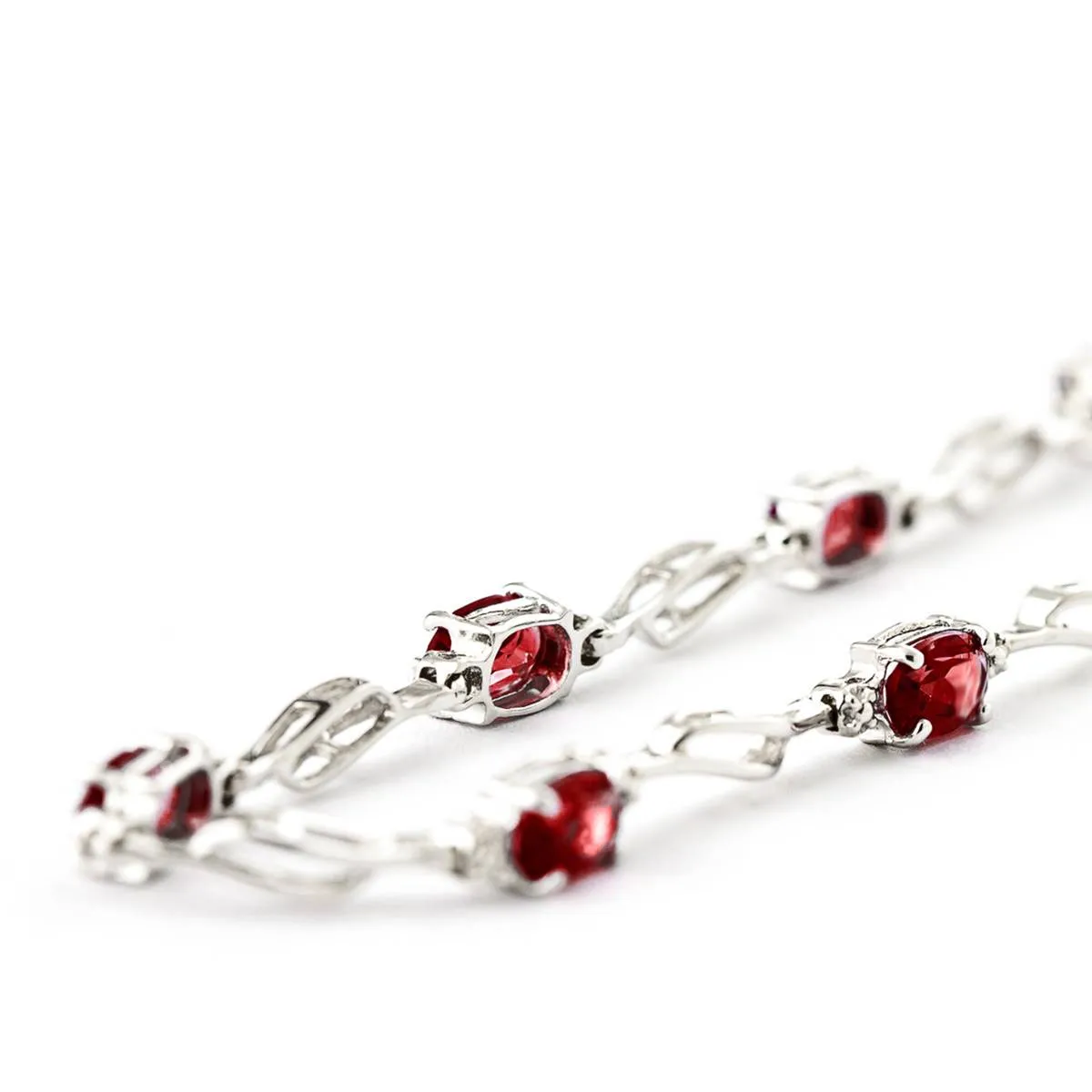 3.39 Carat 14K Solid White Gold Tennis Bracelet Garnet Diamond