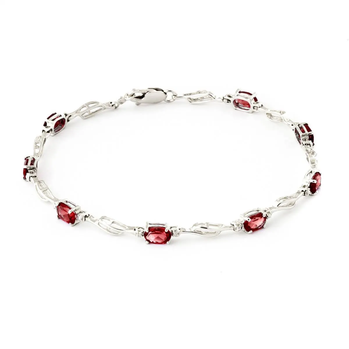 3.39 Carat 14K Solid White Gold Tennis Bracelet Garnet Diamond