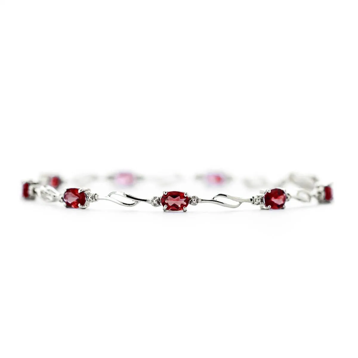 3.39 Carat 14K Solid White Gold Tennis Bracelet Garnet Diamond