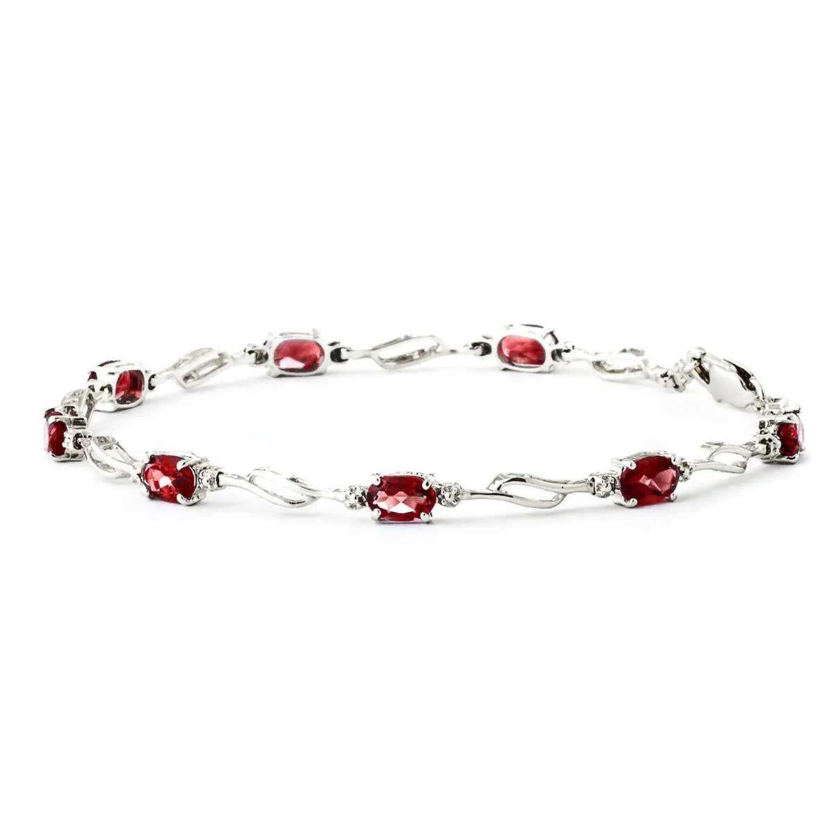 3.39 Carat 14K Solid White Gold Tennis Bracelet Garnet Diamond