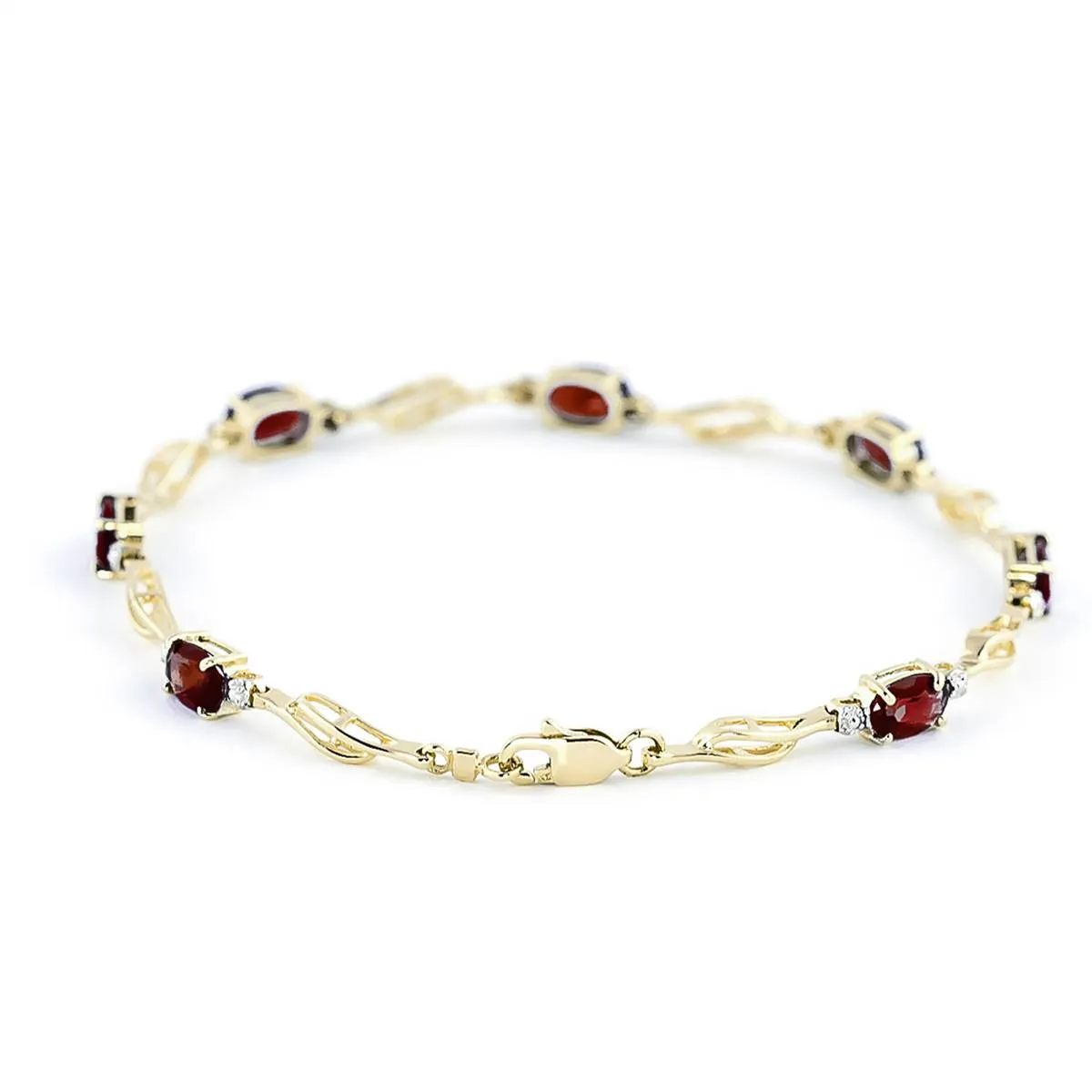 3.39 Carat 14K Solid Yellow Gold Tennis Bracelet Garnet Diamond