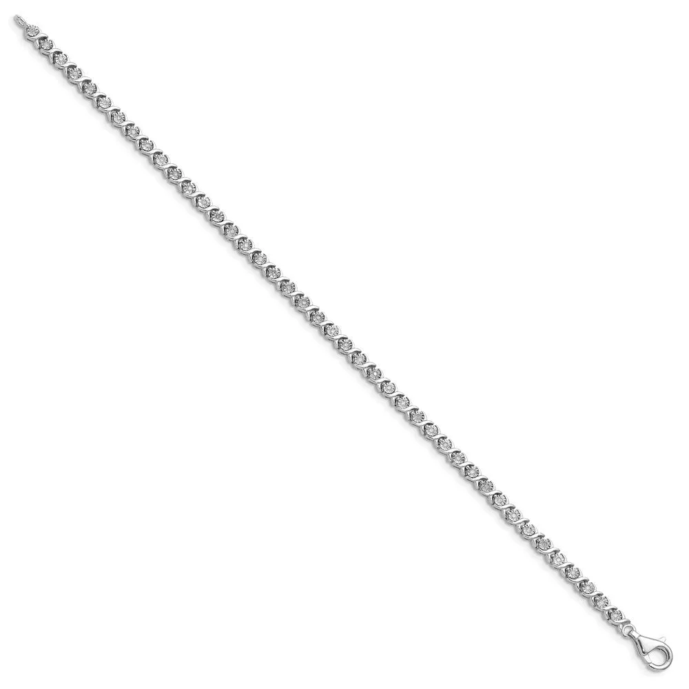 .5 Carat Hugs and Kisses Diamond Tennis Bracelet in Silver - 7 Inch