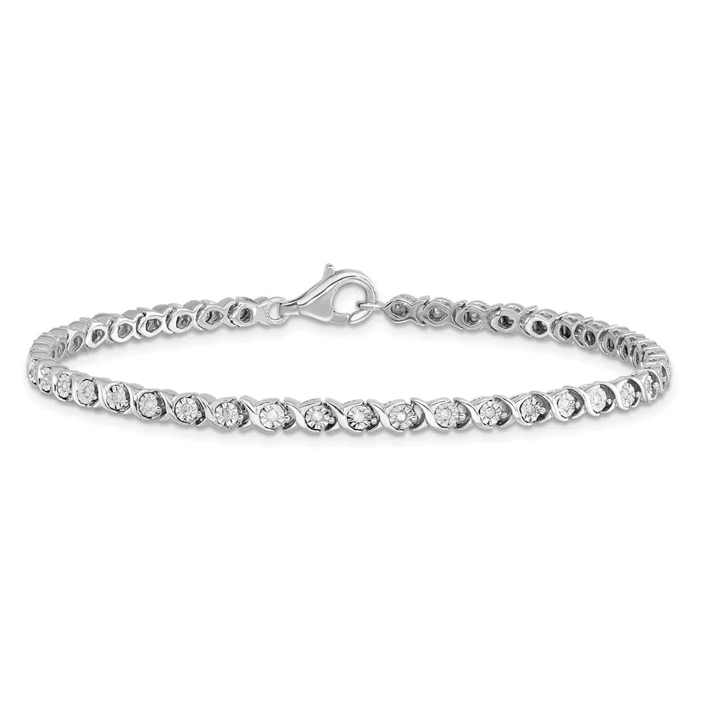 .5 Carat Hugs and Kisses Diamond Tennis Bracelet in Silver - 7 Inch