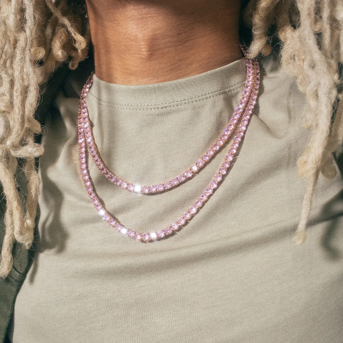 5mm Pink Tennis Chain