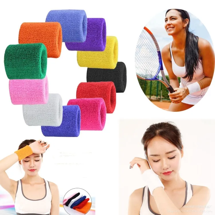 5pcs 8x8cm Women Men Solid Color Cotton Sport Sweatband Brace Wraps Guards(Orange)