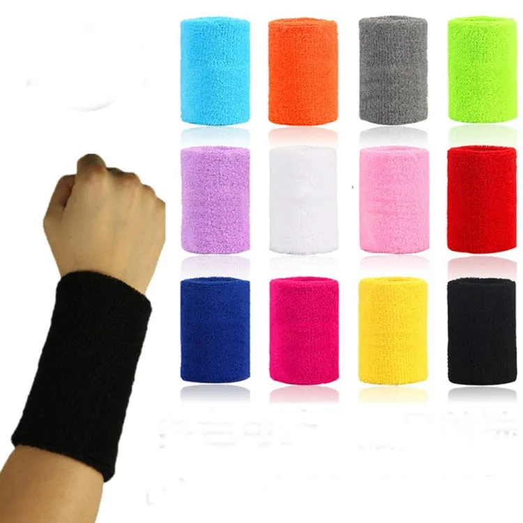 5pcs 8x8cm Women Men Solid Color Cotton Sport Sweatband Brace Wraps Guards(Orange)