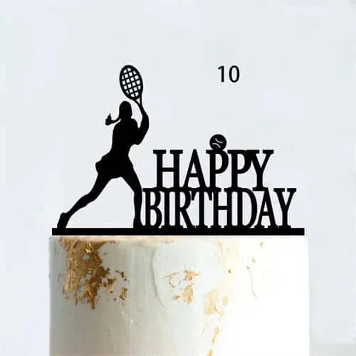 Acrylic Tennis Wedding Birthday Cake Topper Mr. and Mrs.