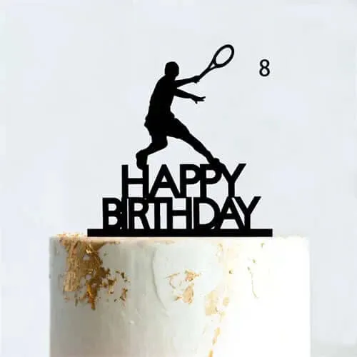 Acrylic Tennis Wedding Birthday Cake Topper Mr. and Mrs.