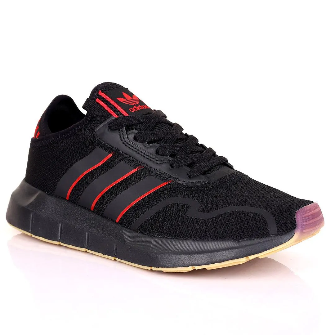 AD  Exquisite Black With Red Striped Designed Running Sneakers