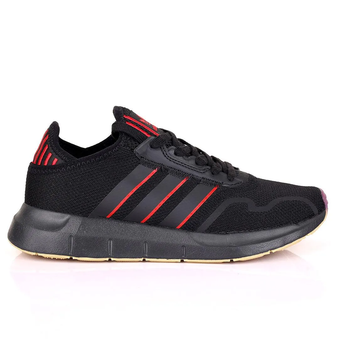 AD  Exquisite Black With Red Striped Designed Running Sneakers