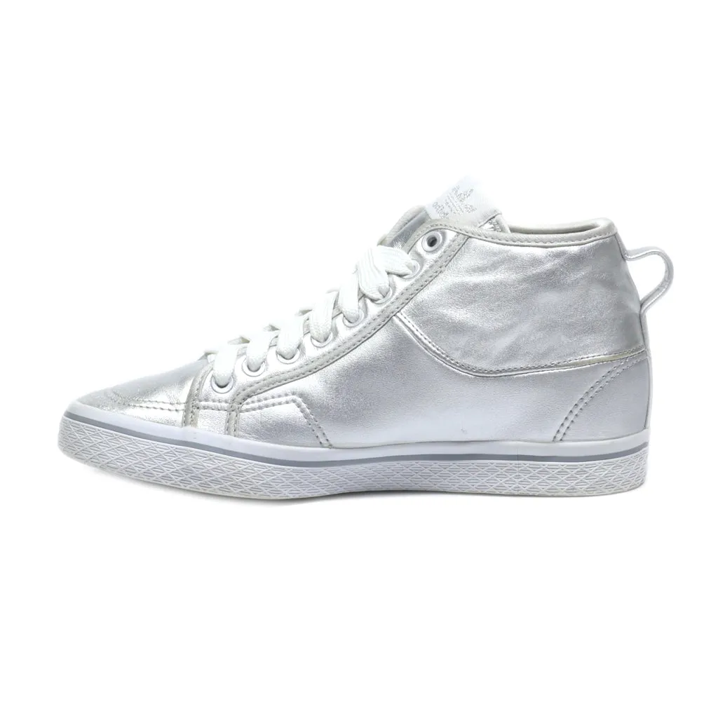 Adidas Honey Silver Satin High-Top Sneakers Leather Silver Colour For Women