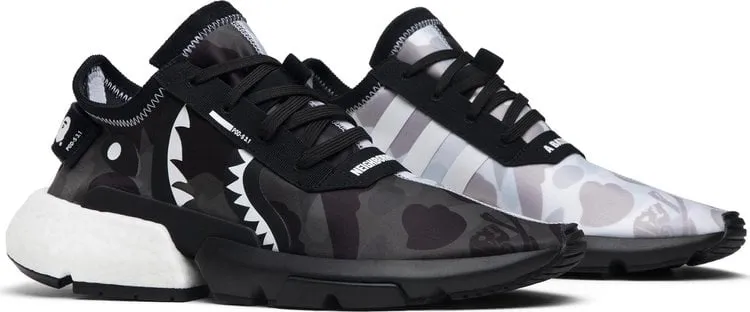 Adidas Neighborhood x A Bathing Ape x P sneakers. S3.1 'Camo', black