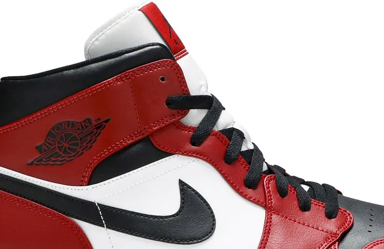 Air Jordan 1 Mid Chicago Black Toe Sneakers, Red