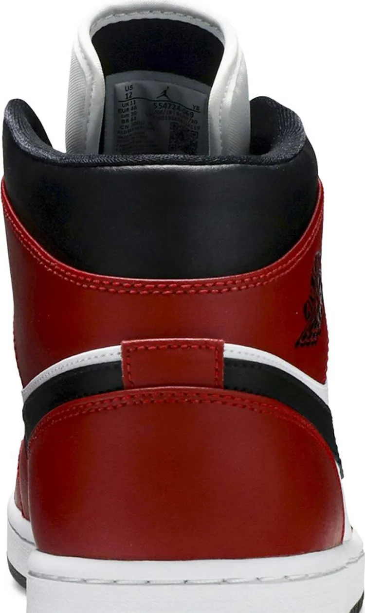 Air Jordan 1 Mid Chicago Black Toe Sneakers, Red