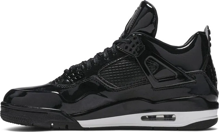 Air Jordan 4 Retro 11Lab4 Black Patent Leather Sneakers, black