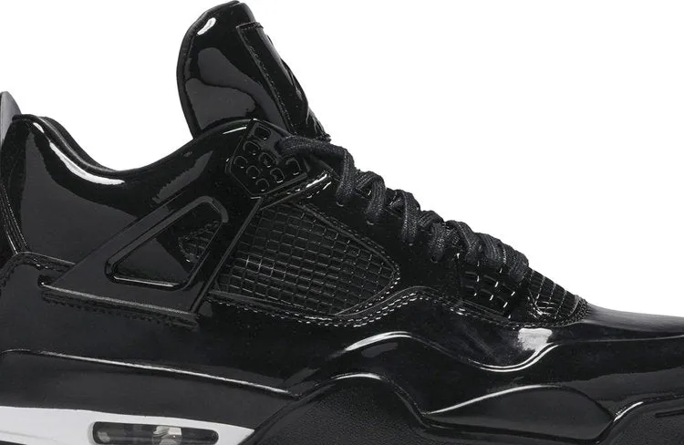 Air Jordan 4 Retro 11Lab4 Black Patent Leather Sneakers, black