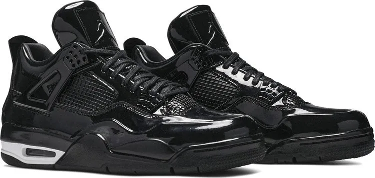 Air Jordan 4 Retro 11Lab4 Black Patent Leather Sneakers, black