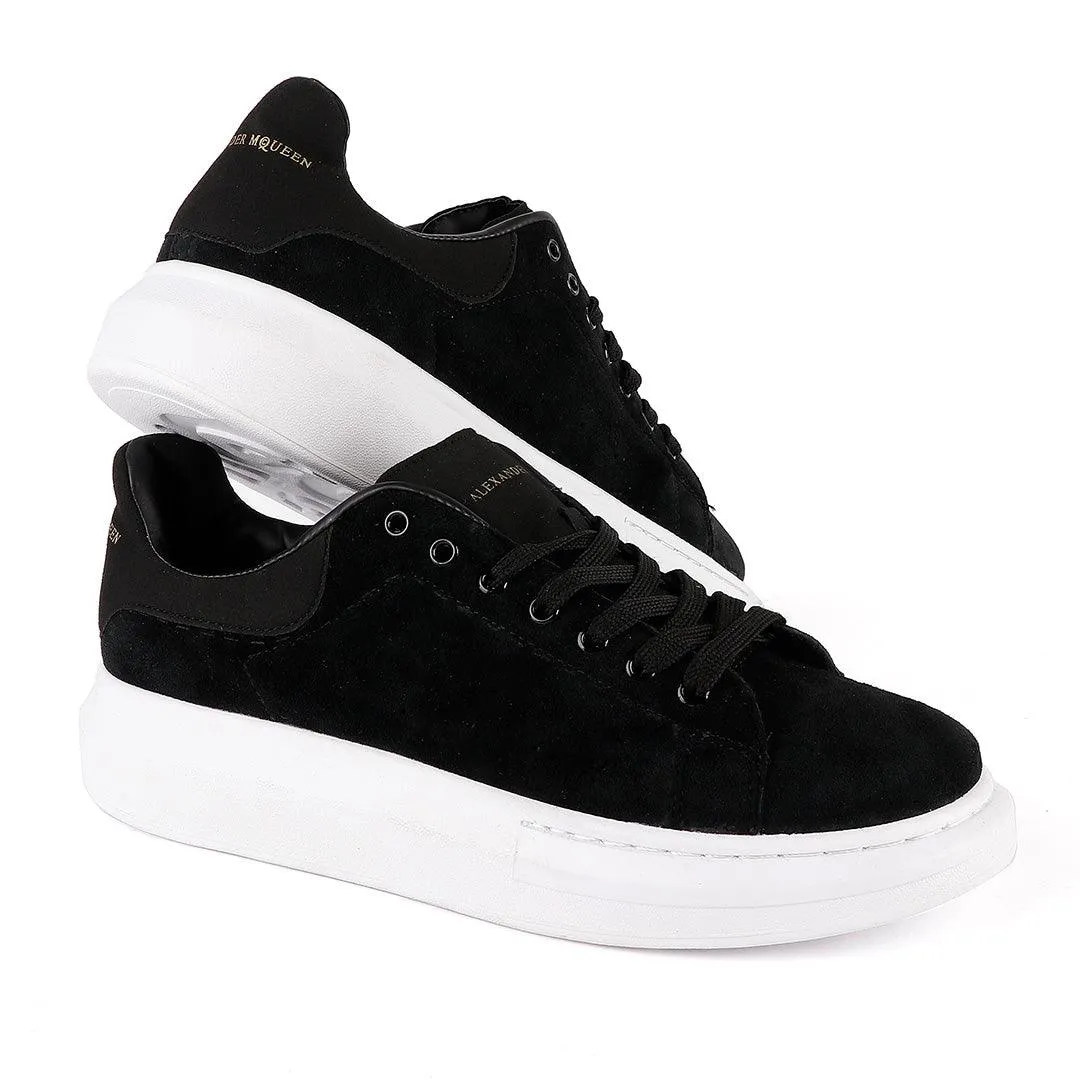 Alexander Mcqueen 45mm Suede Platform Black and White Sneakers