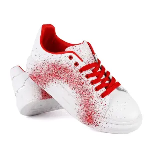 ALEXANDER MCQUEEN Chunky Red Spray Paint White Sneakers