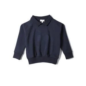 Anecdote Navy Tennis Large Flocked Sweatshirt With Collar