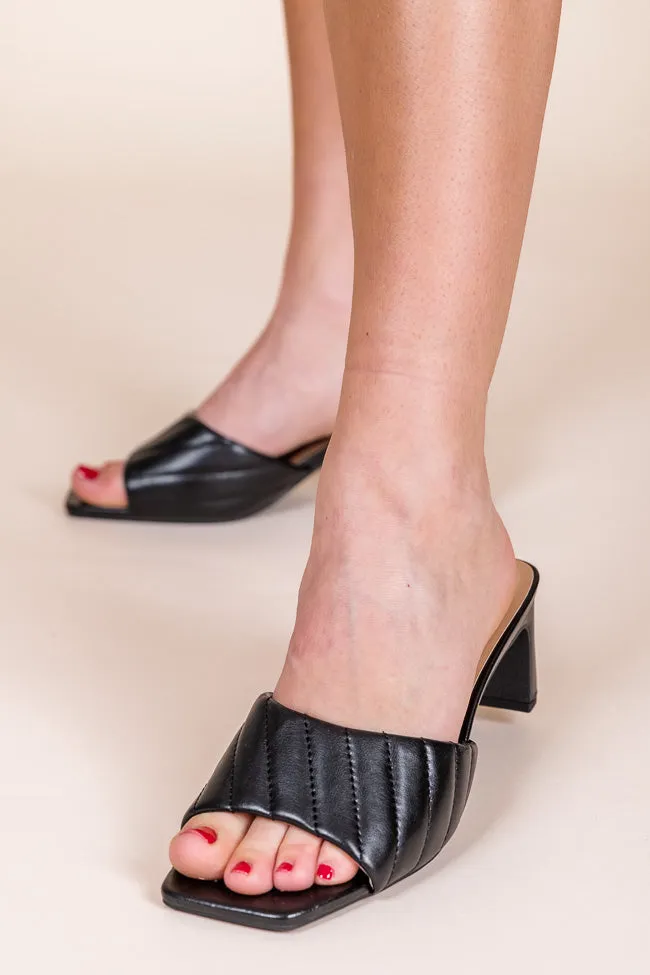 Anna Black Quilted Wide Classic Heel FINAL SALE