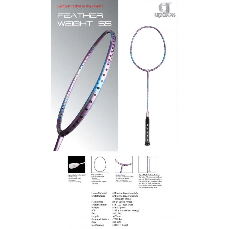 Apacs - Feather Weight 55 Badminton Racket (8U)