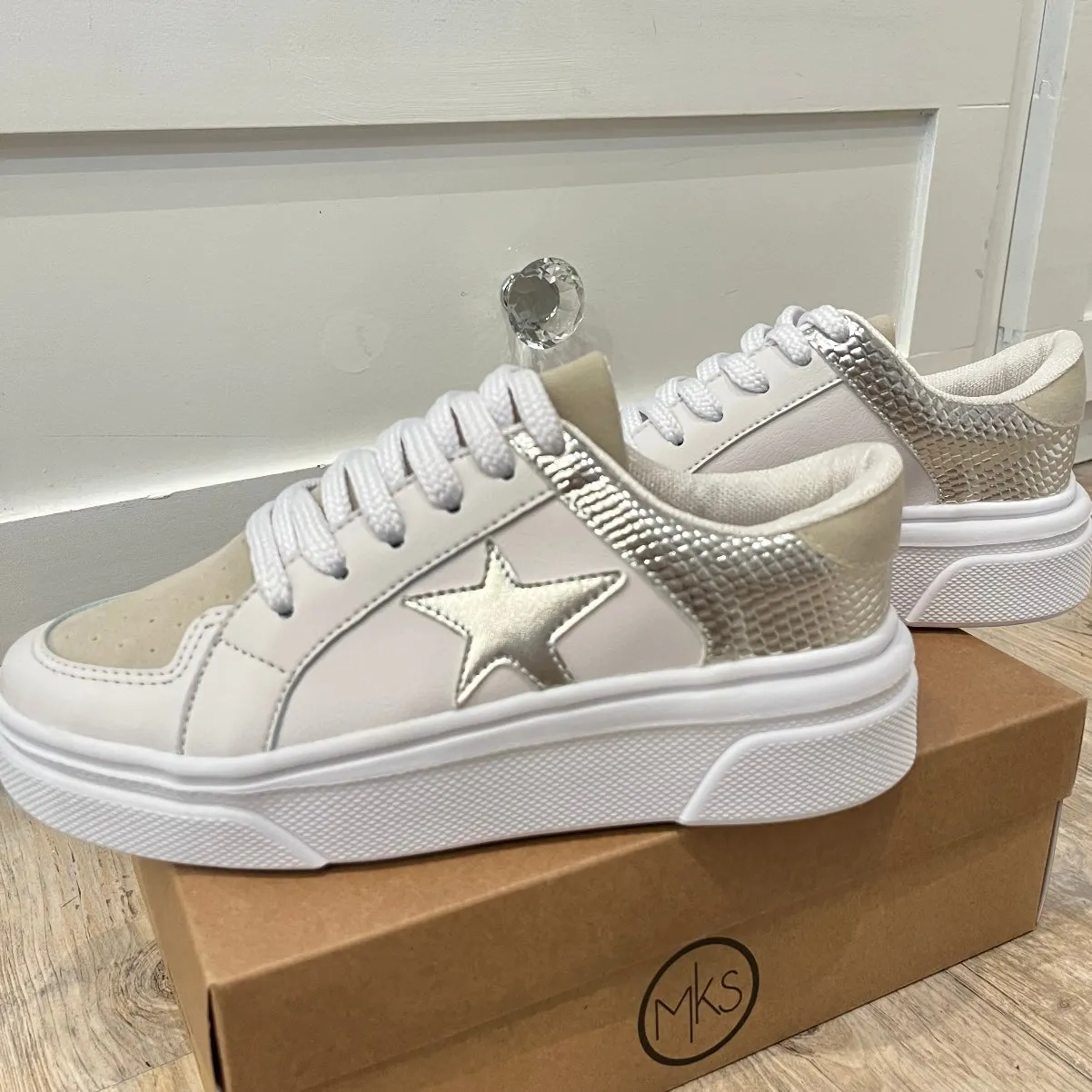 Aria Star Platform White Sneakers