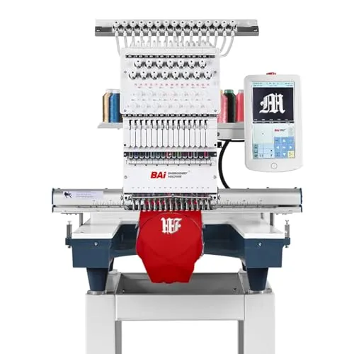 BAi THE MIRROR 2024 Ultra Embroidery Machine 20x14" Embroidery Area with 15 Needles, 1200SPM Max Speed Multi Needle Commercial Embroidery Machine for 3D Hats Clothing, Wifi Available 10" Touch Screen